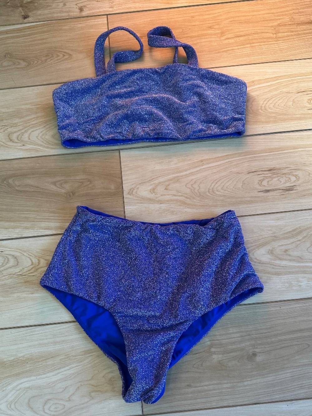 Mikoh Sparkly Blue High Waisted Bikini - Sz large